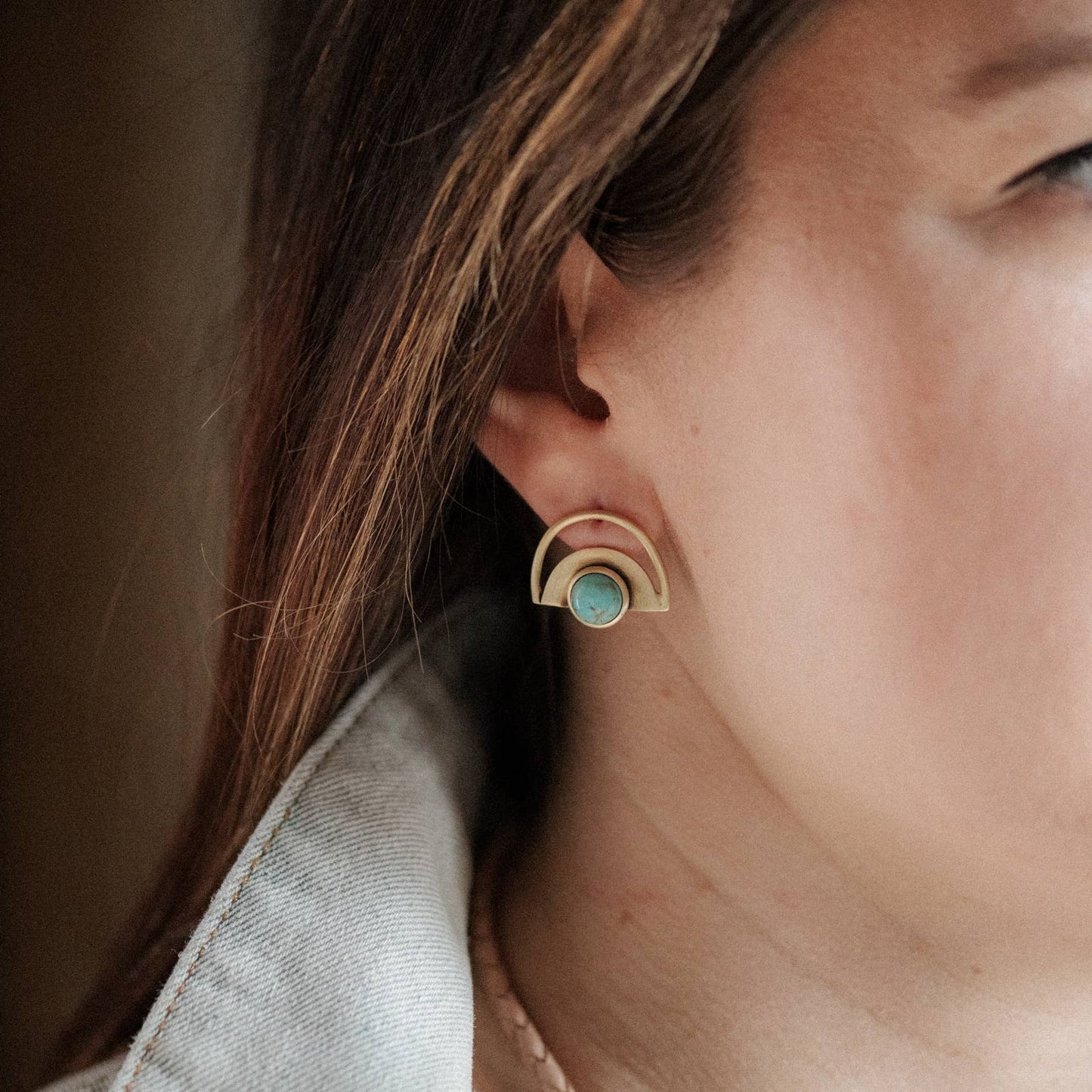 Brass Turquoise Eye Studs