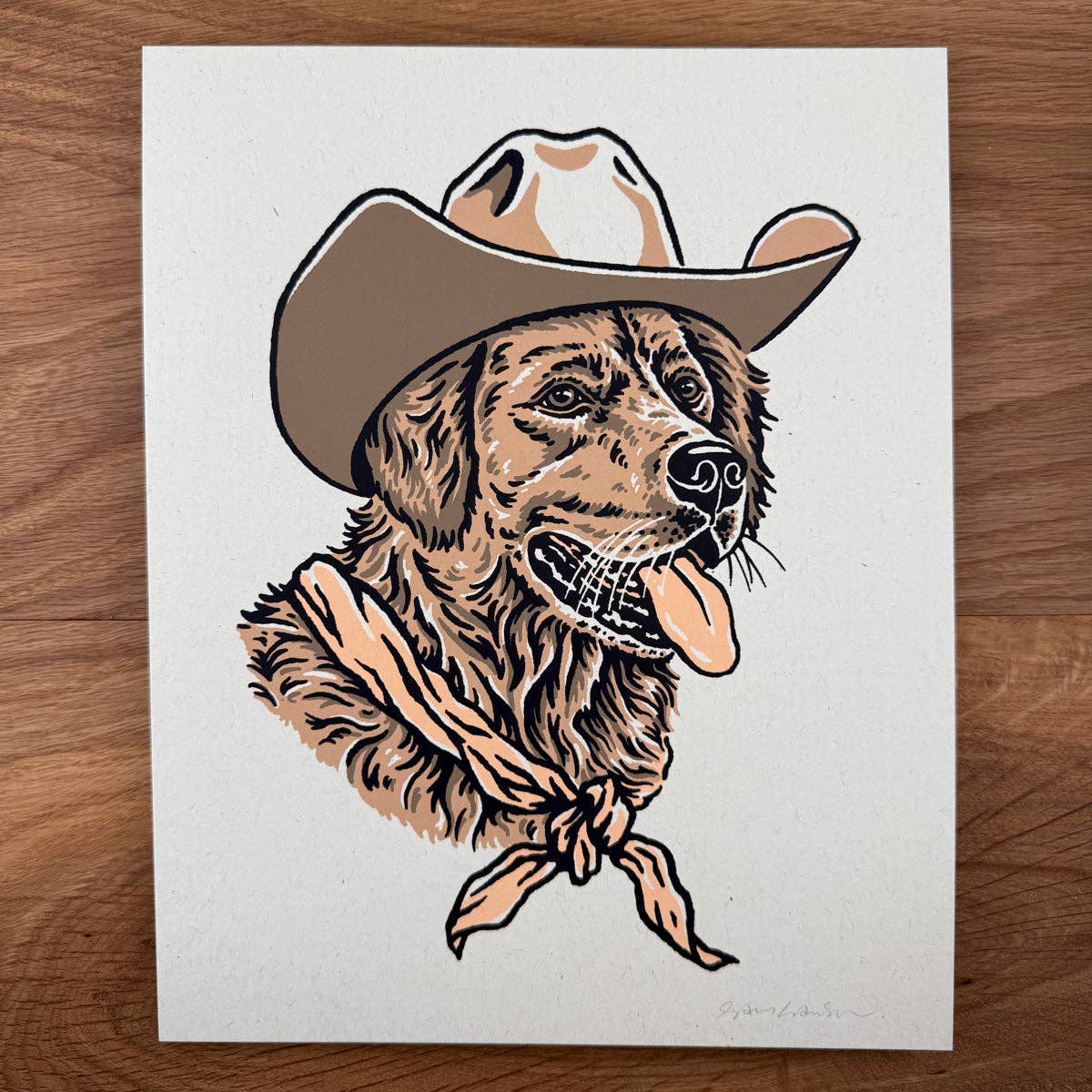 Golden Retriever Cowdog - Signed Art Print