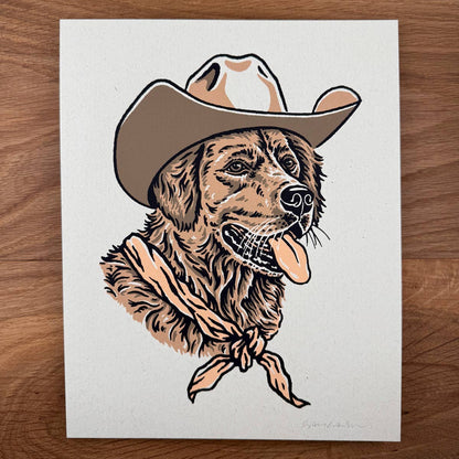 Golden Retriever Cowdog - Signed Art Print