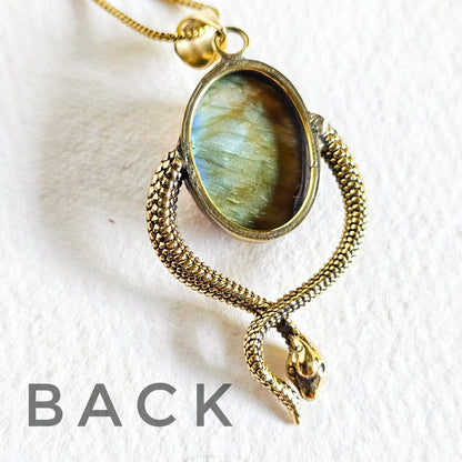 Labradorite Brass Snake Necklace