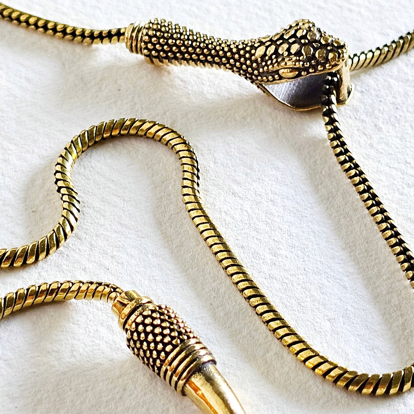 Brass Snake Lariat Bolo Necklace