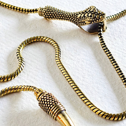 Brass Snake Lariat Bolo Necklace