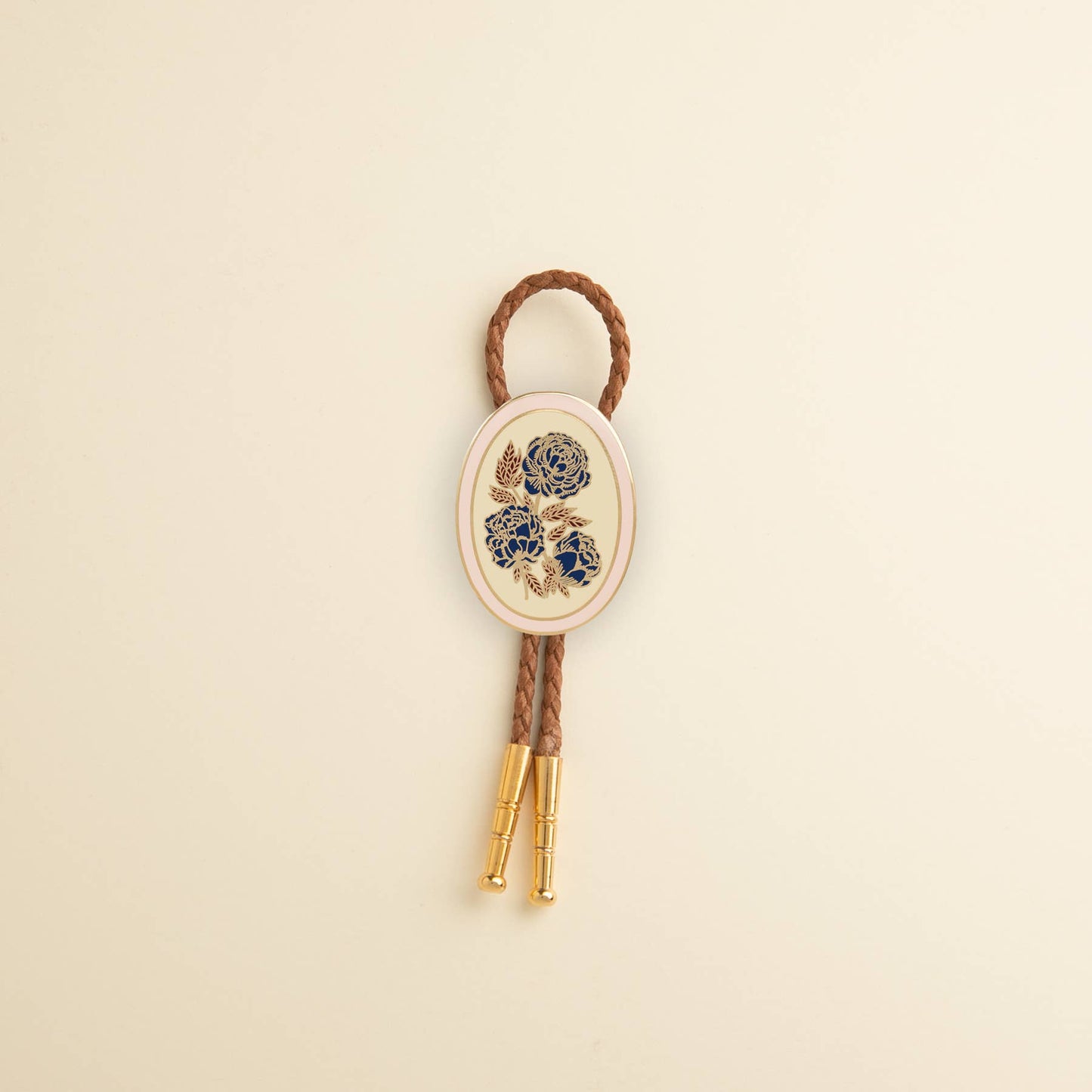Brown & Navy Rose Bolo Tie