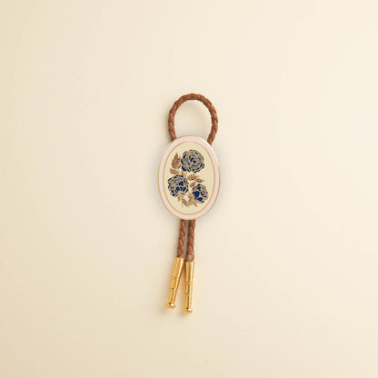 Brown & Navy Rose Bolo Tie