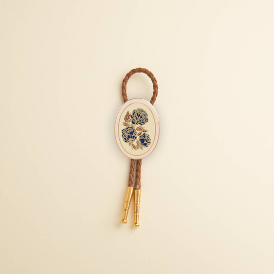 Brown & Navy Rose Bolo Tie