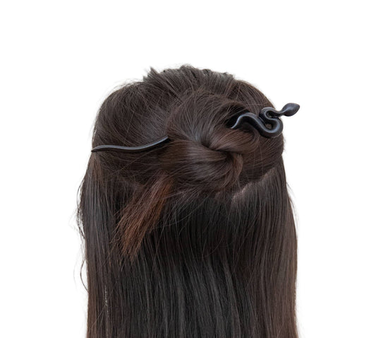 Wood Carved Snake Hair Stick