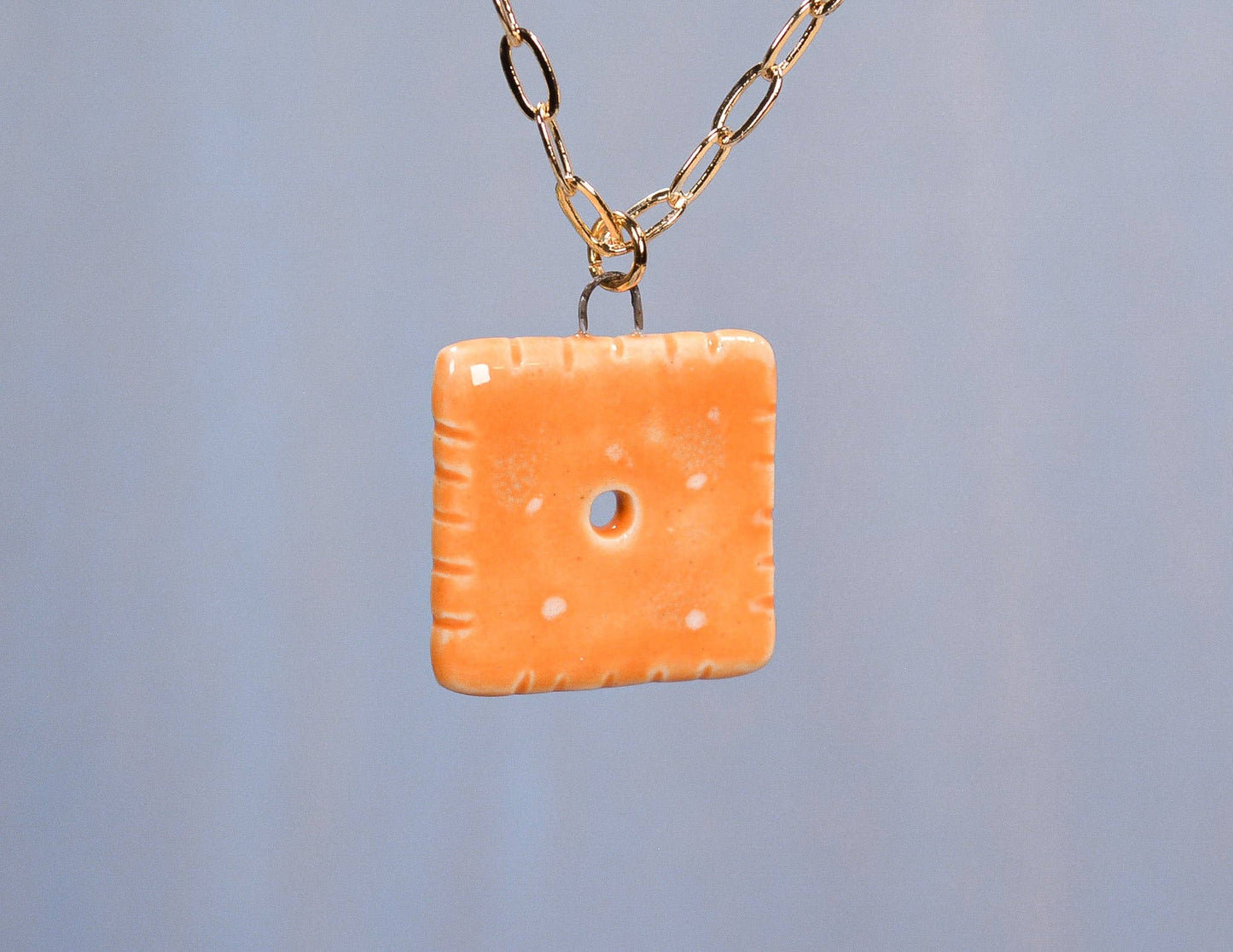 Handmade Ceramic Cheese Cracker Necklace