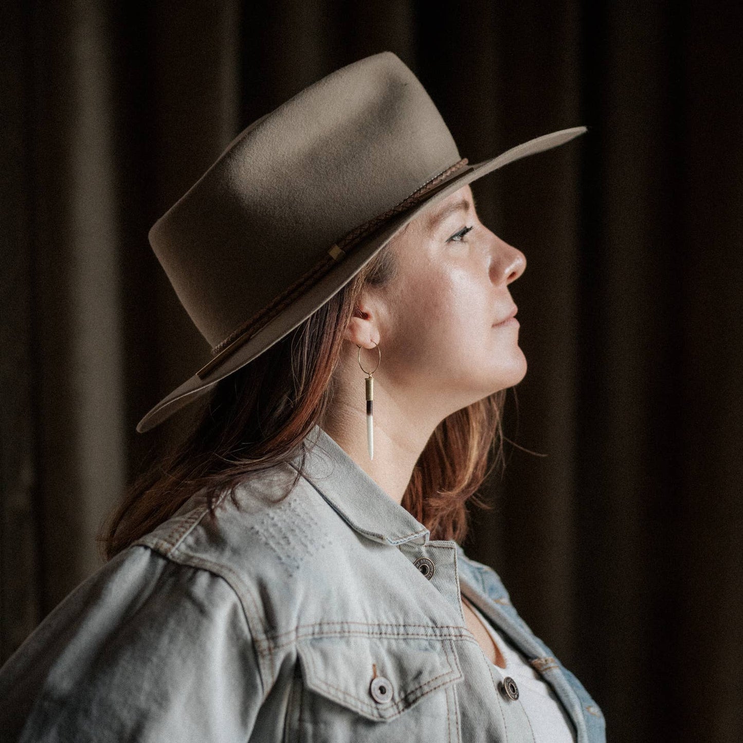 Brass Hoop Quill Earrings