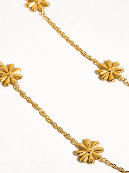 Gold Flower Daisy Chain Necklace