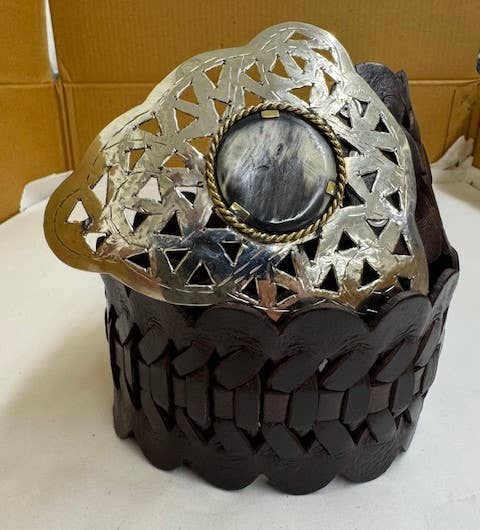 Handmade Woven Brown Belt Triangle Buckle
