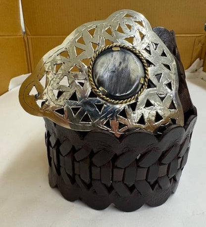 Handmade Woven Brown Belt Triangle Buckle