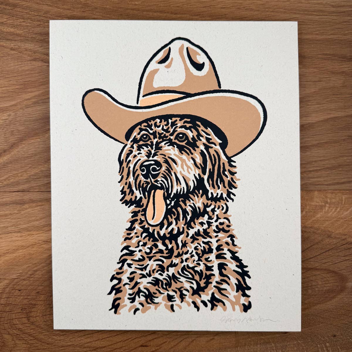 Golden Doodle Cowdog - Signed Art Print