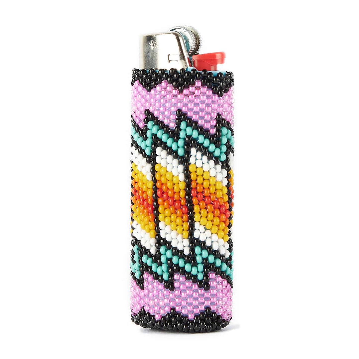 Beaded Lighter Case Pink & Orange Lightning