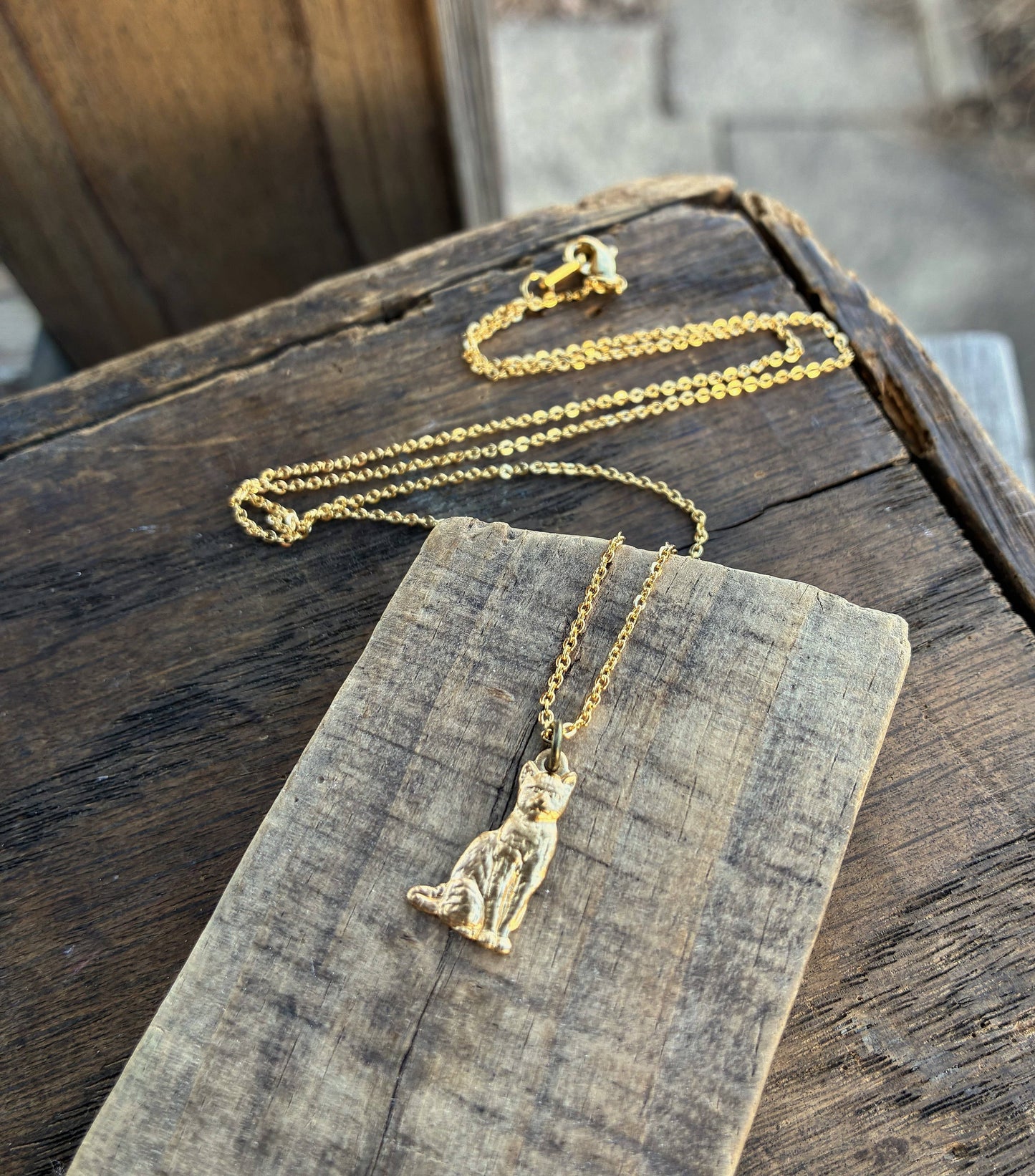 Tiny Vintage Cat Necklace
