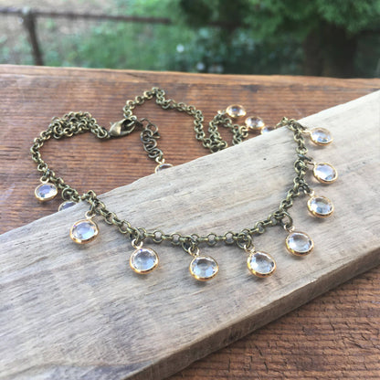 Crystal & Gold Bead Choker