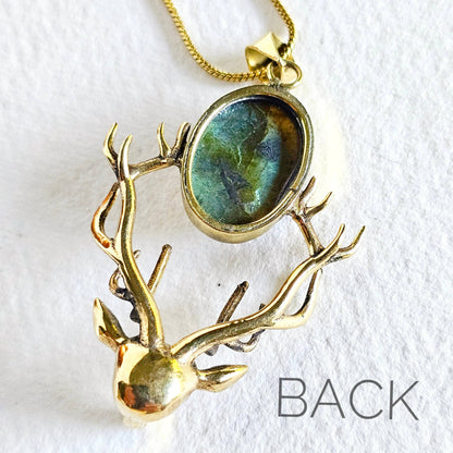 Labradorite Brass Deer Necklace