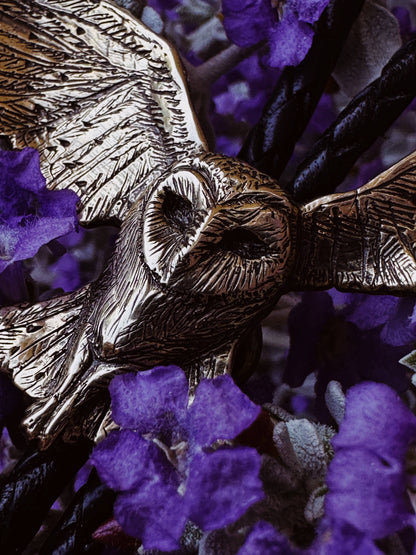 Owl Bolo Tie White Bronze