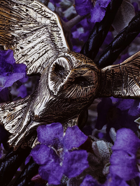 Owl Bolo Tie White Bronze