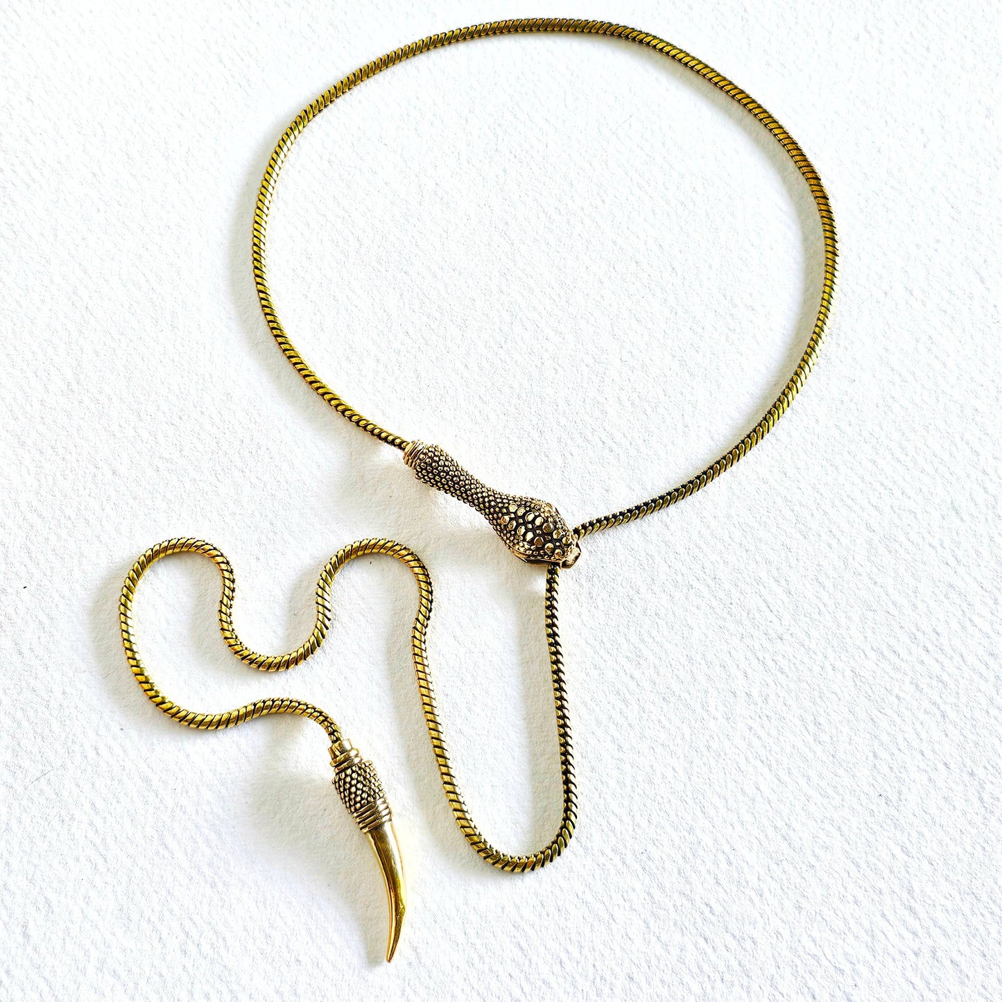 Brass Snake Lariat Bolo Necklace