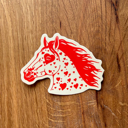 Bronco Hearts Red Vinyl Sticker