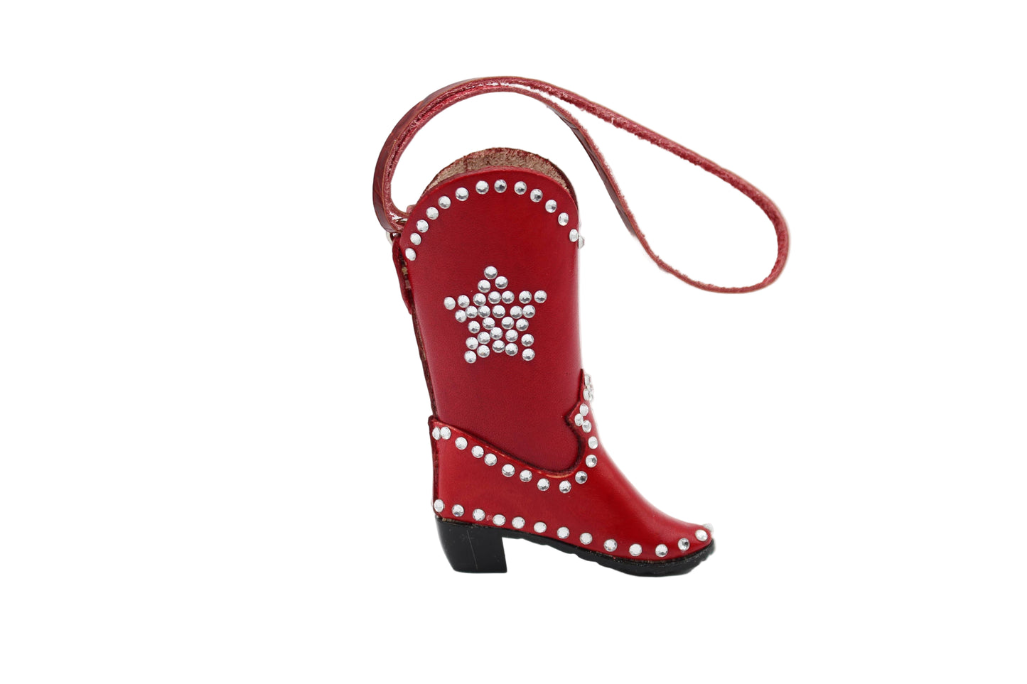 Handmade Leather Rhinestone Cowboy Boot Ornament