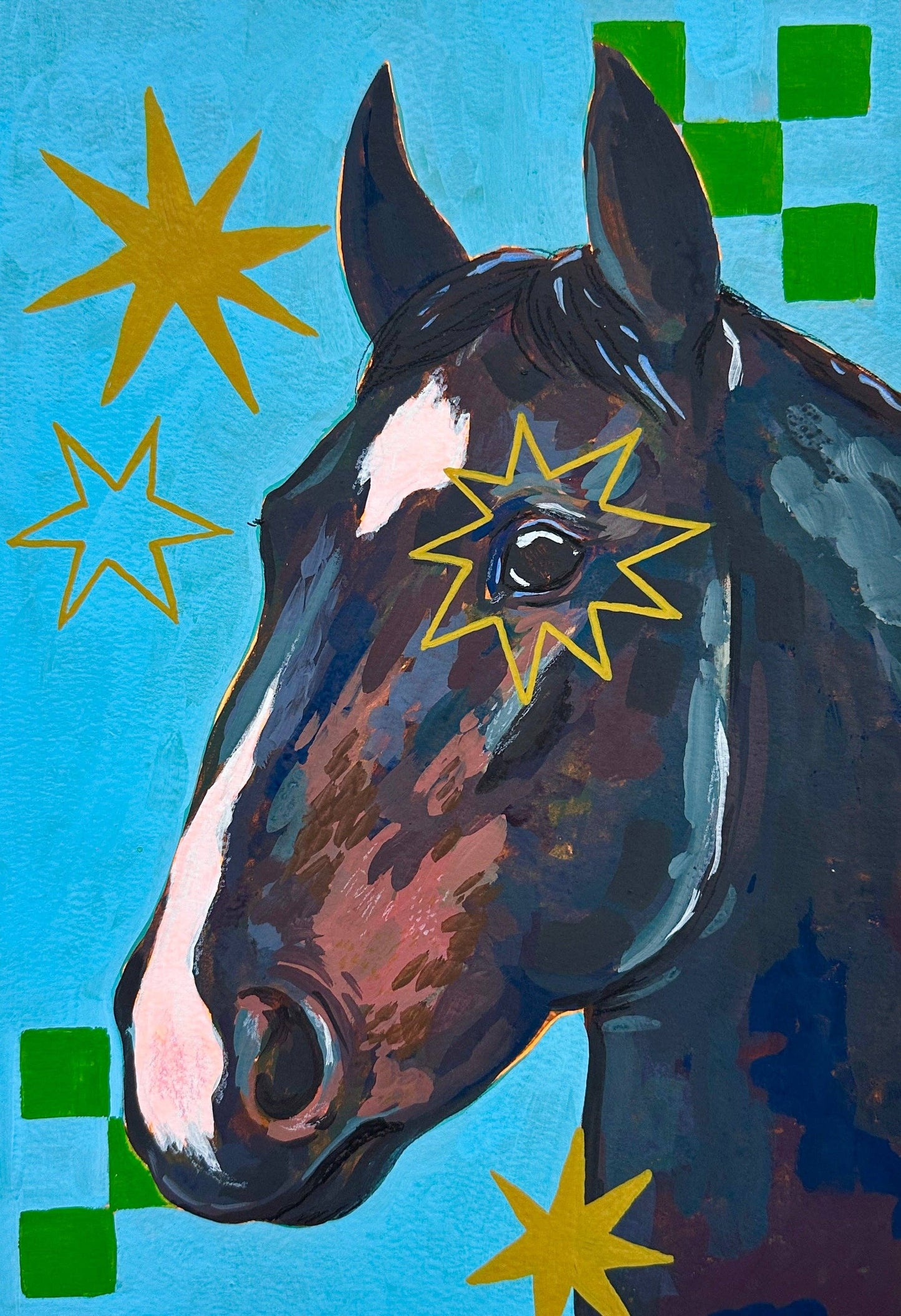 Turquoise Star Horse Art Print