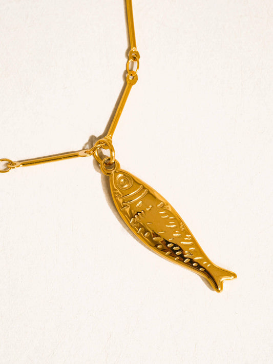 Gold Linked Chain Fish Chain Necklace