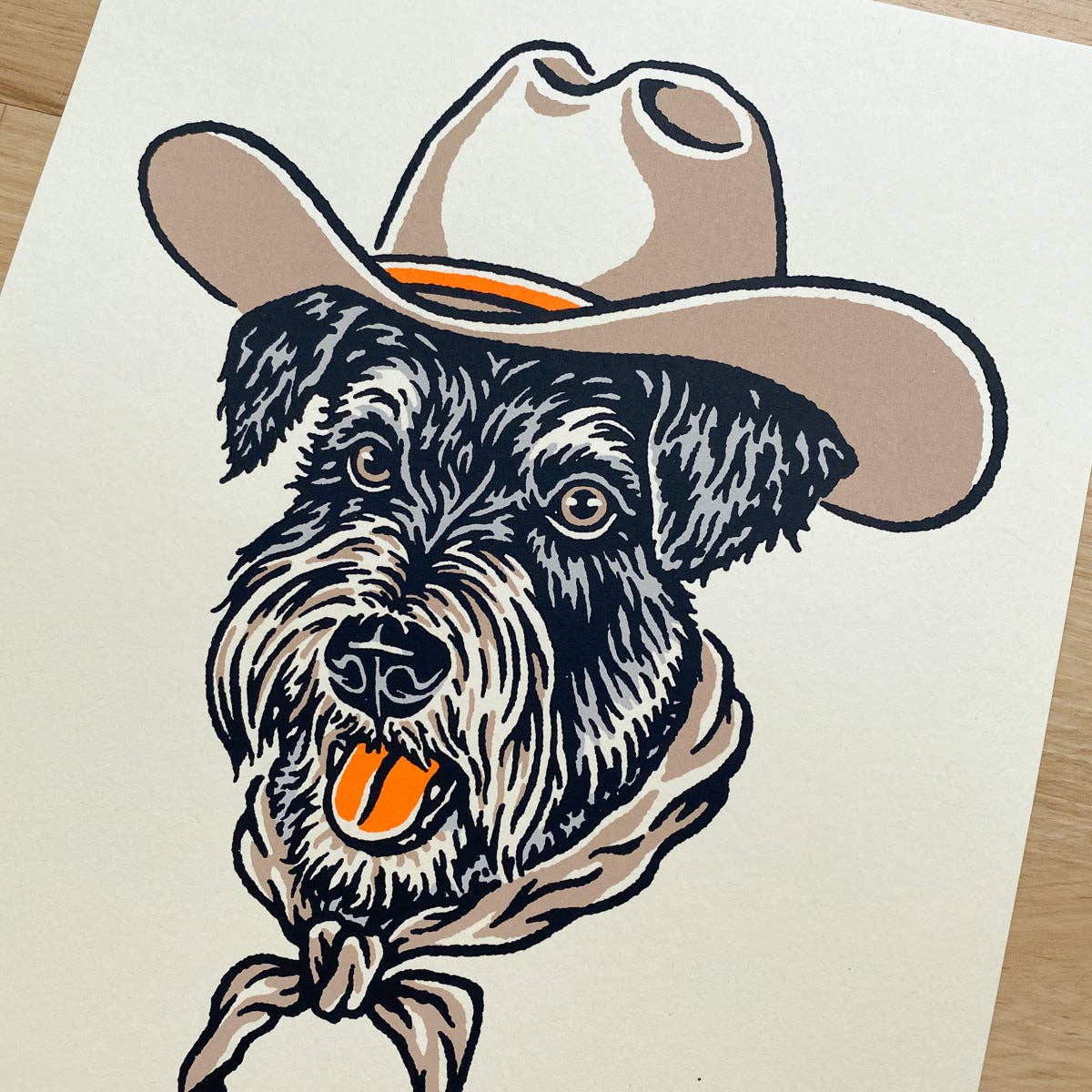 Schnauzer Cowdog - Signed Art Print