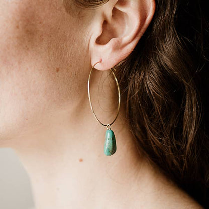 Turquoise Drop Hoops
