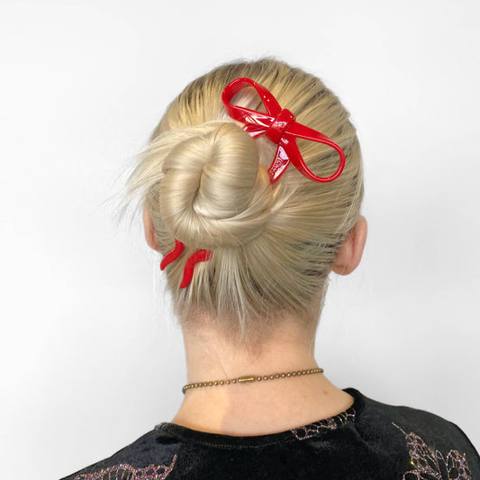 Bow Hair Pin Red