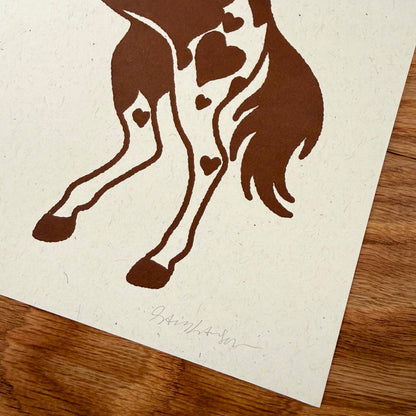 Rearing Hearts Horse - Signed Art Print