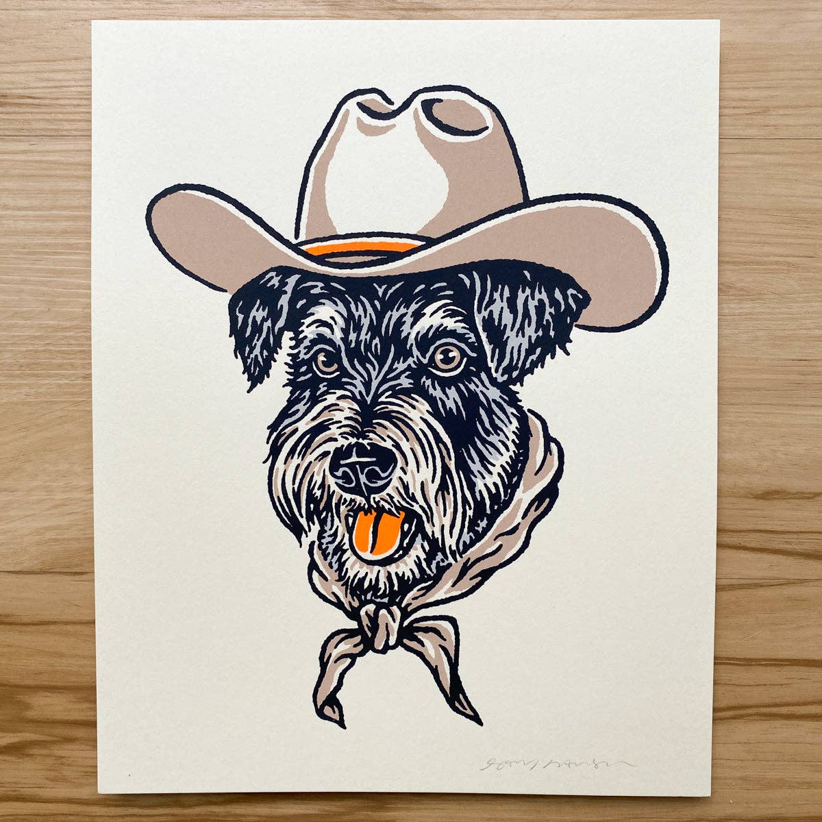 Schnauzer Cowdog - Signed Art Print