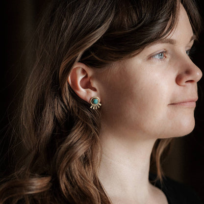 Brass Turquoise Burst Studs