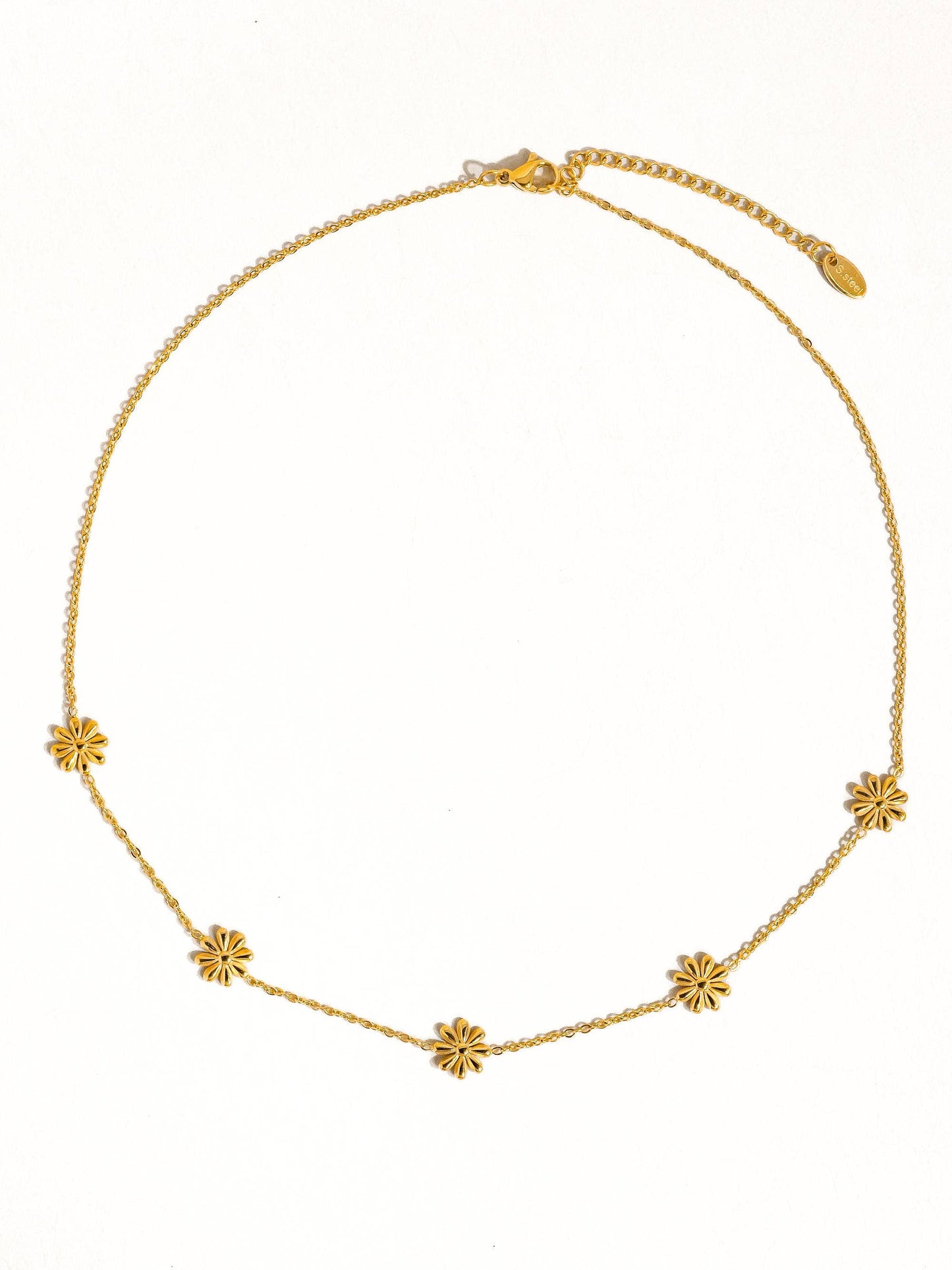 Gold Flower Daisy Chain Necklace