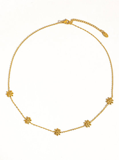 Gold Flower Daisy Chain Necklace
