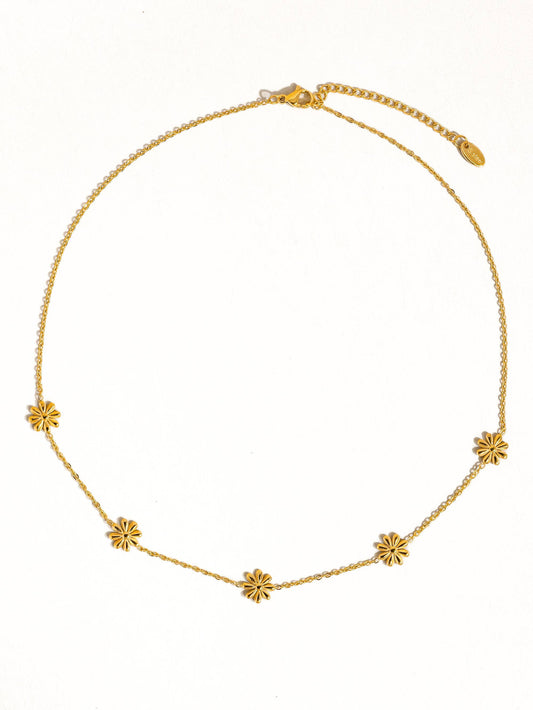 Gold Flower Daisy Chain Necklace