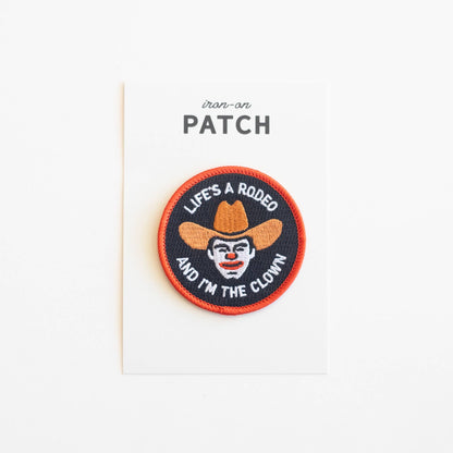 Rodeo Clown Iron-On Patch