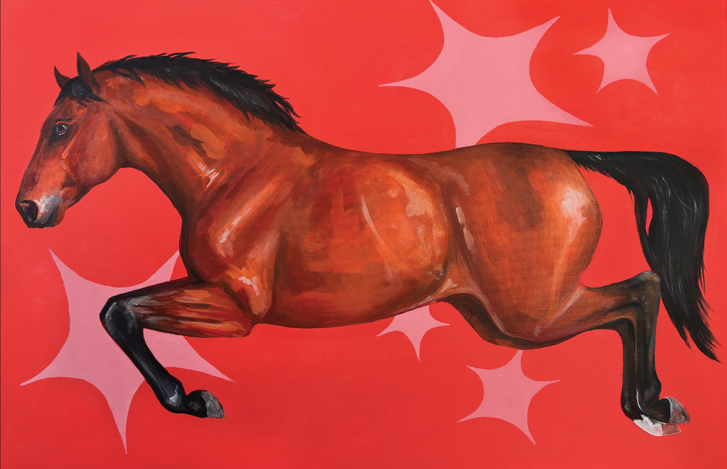 Jumping Red Horse Art Print