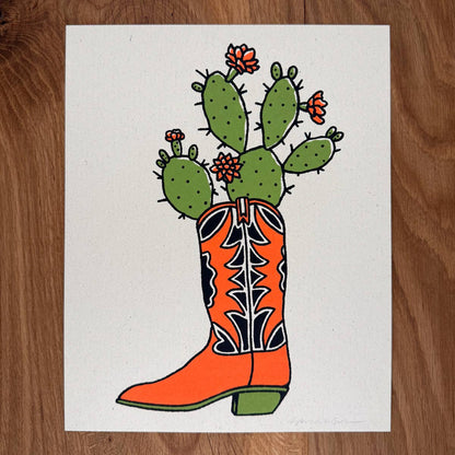 Prickly Pear Boot - Signed Art Print