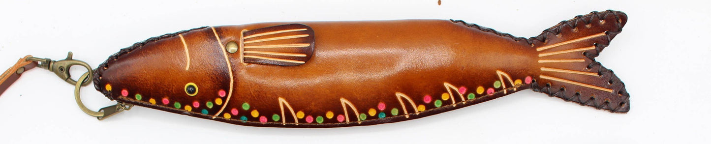 Handmade Leather Fish Pouch