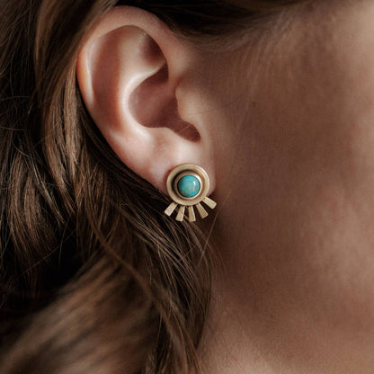 Brass Turquoise Burst Studs