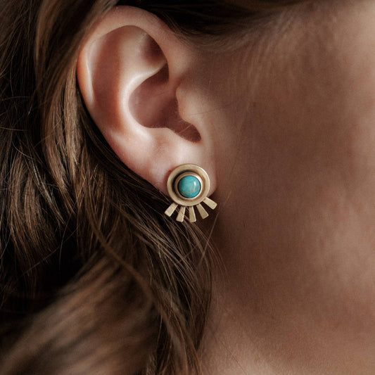 Brass Turquoise Burst Studs