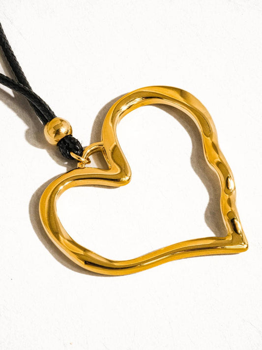 Gold Heart Tie Necklace