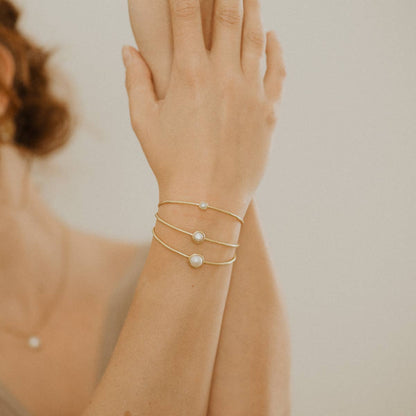 Brass Pearl Stacker Cuff
