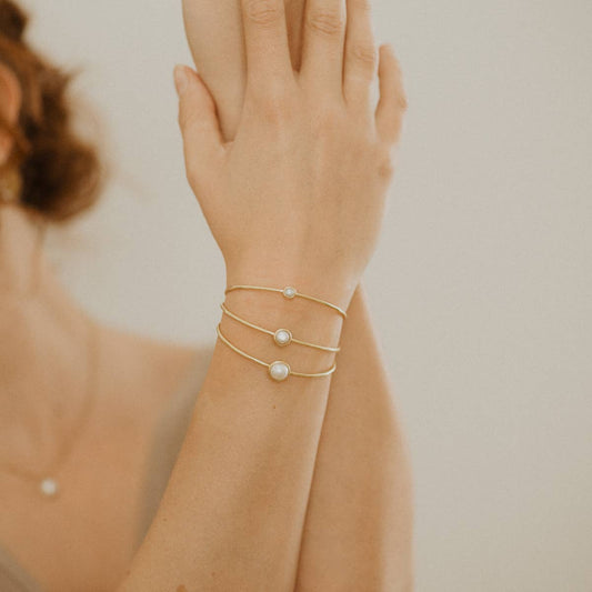 Brass Pearl Stacker Cuff