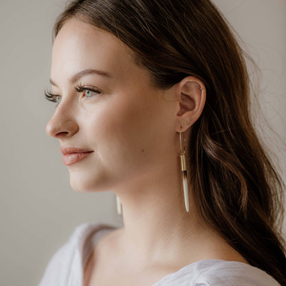 Brass Hoop Quill Earrings