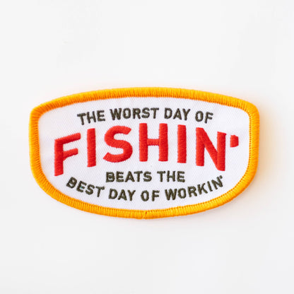 Fishin Beats Workin Iron-On Patch