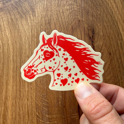 Bronco Hearts Red Vinyl Sticker