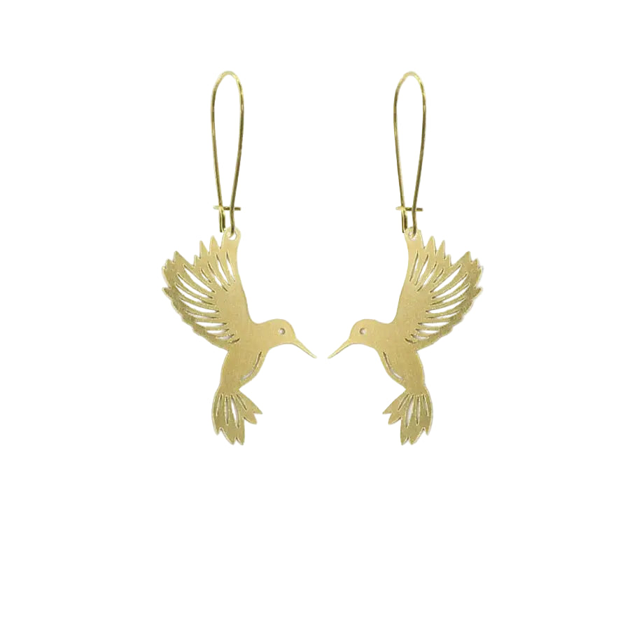 Brass Hummingbird Earrings