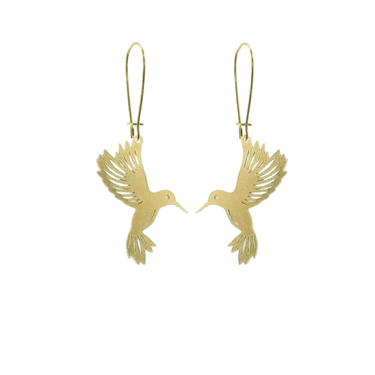 Brass Hummingbird Earrings